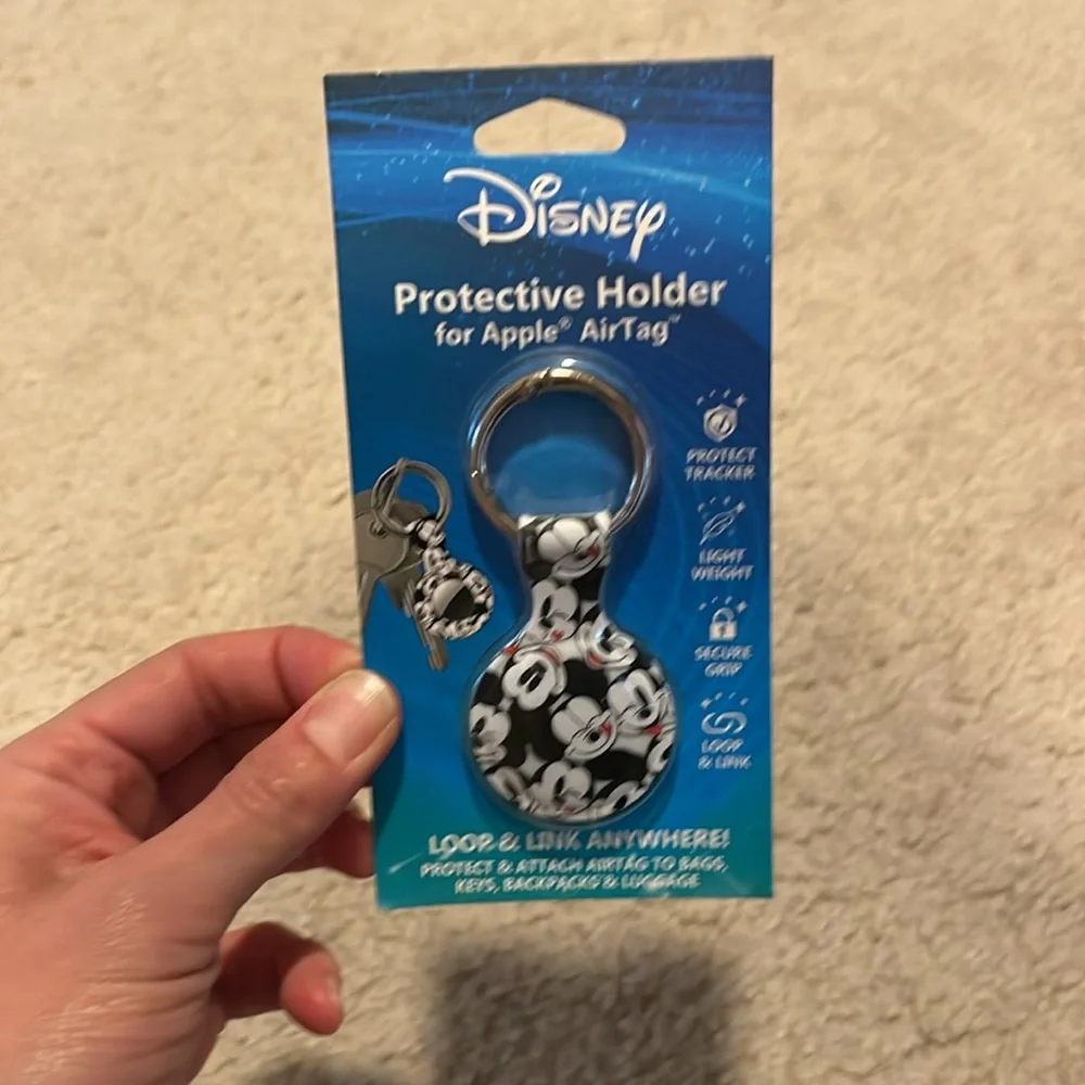 Disney Apple AirTag Mickey Mouse Holder - Protective Tracker with Keychain